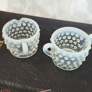 Fenton Hobnail Creamer and Sugar Vintage